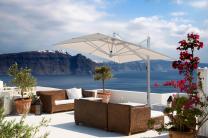 Grand parasol d�port� toile ecru taupe gris anthracite Galileo Starwhite ou Inox SCOLARO