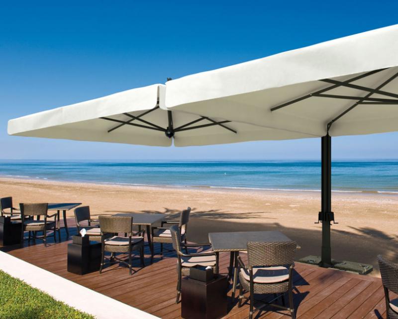 Parasol géant de terrasse Alu Double Scolaro 2 parasols 3x6m ou 3.5x7m ...