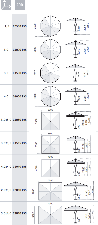 Parasol bois exotique Palladio Standard SCOLARO