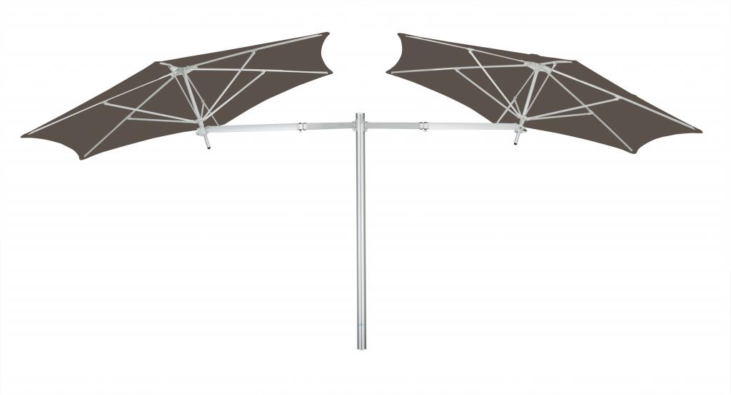 Parasol 1 poteau + 2 parasols (2 bras 2m + 2 armatures + 2 toiles) Paraflex Evolution UMBROSA